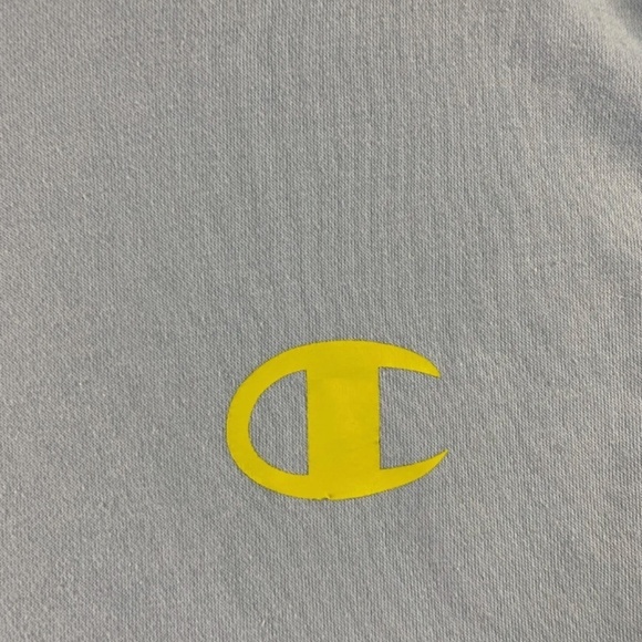 Champion Powder Blue with Neon Green Logo Sweatshirt - Picture 5 of 6